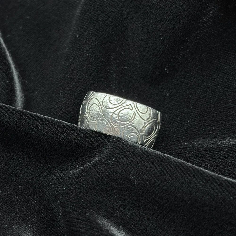 Coach Embossed Silver Ring - Picture 3 of 7